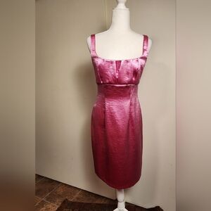 Vintage Y2k Foil Metallic Bubblegum bag Pink Sleeveless Cocktail Dress 8 EUC